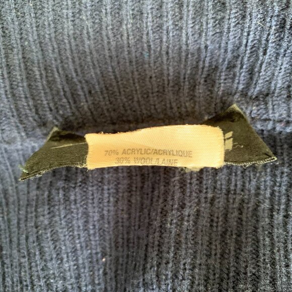 Vintage Jardi Wool Blend Navy Neon Green Knit Full Zip Ski Cadigan Sweater - Picture 10 of 14